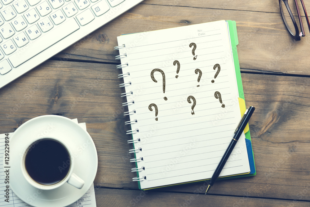 question mark on notepad and keyboard question mark on notepad and keyboard