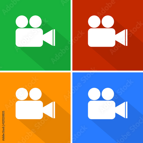 Video recorder flat style icons set