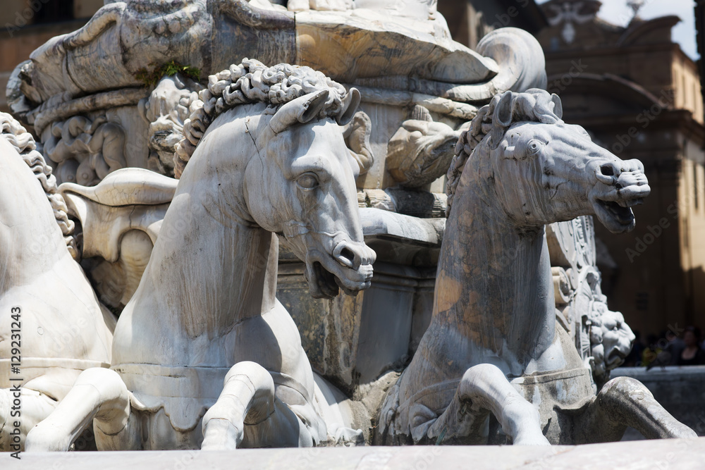 horses at the Neptune Statue in Florence horses at the Neptune Statue in Florence