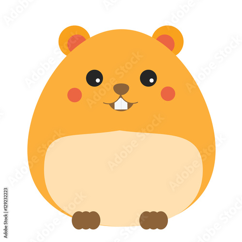 Cute kawaii hamster cahracter. Children style, vector illustration