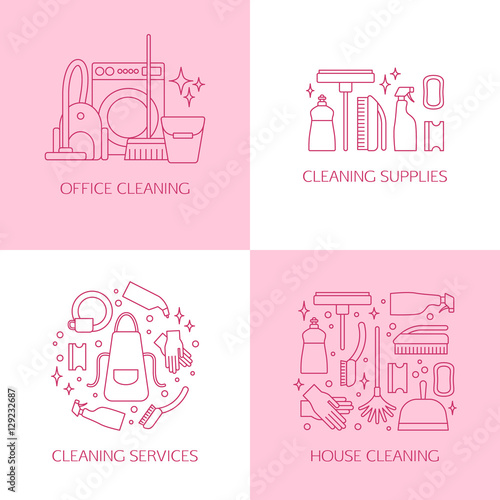 Cleaning logo set.
