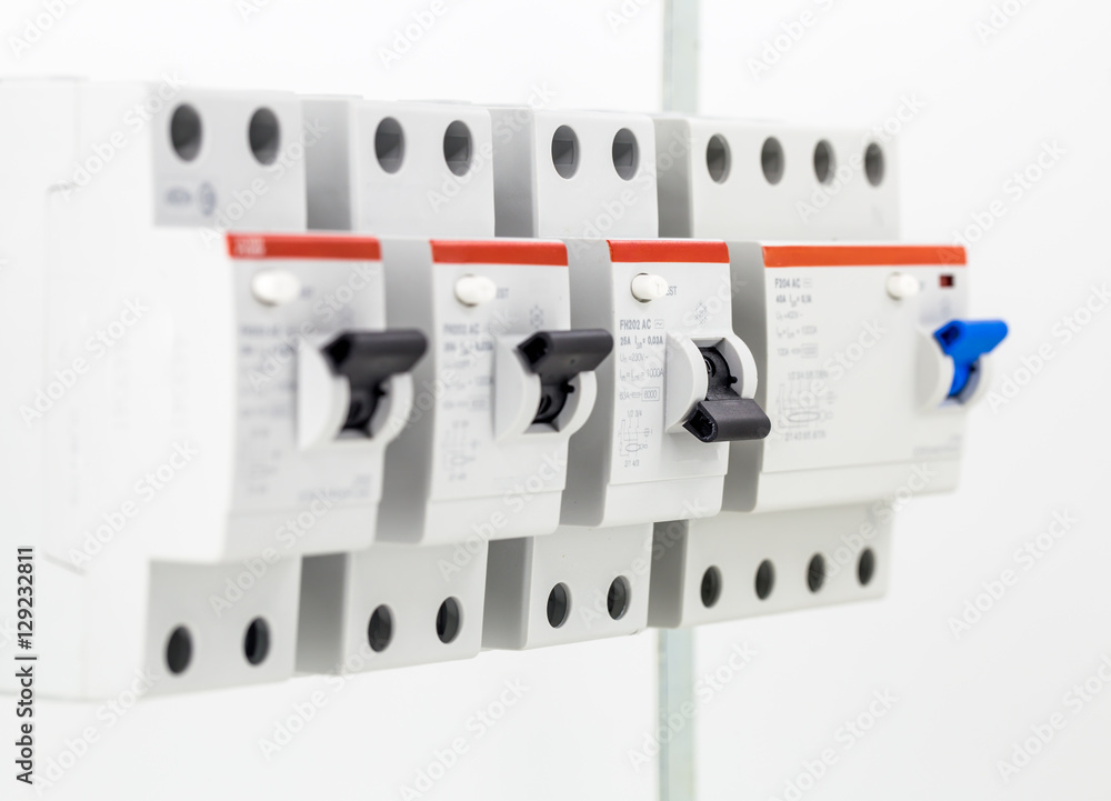 electric machines, switches, isolated on white background, closeup