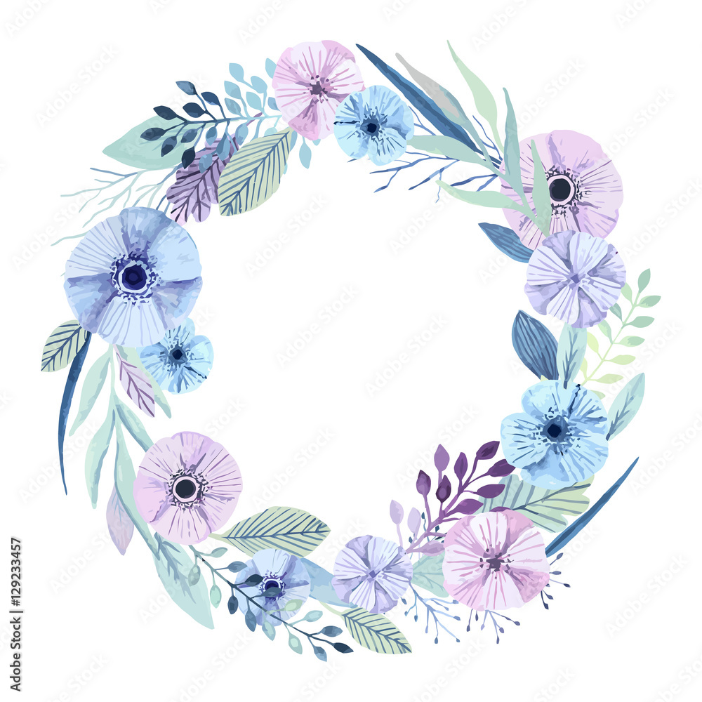 Vector watercolor flowers. Stock Vector | Adobe Stock