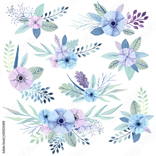 Vector watercolor flowers.