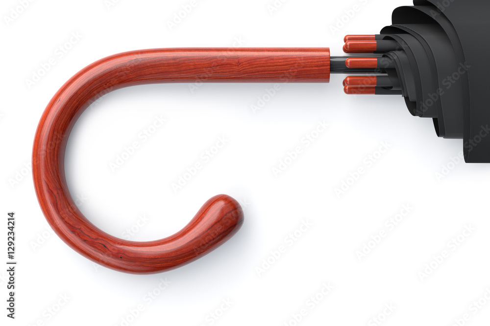 Dark umbrella handle isolated on white background. Dark umbrella handle isolated on white background.