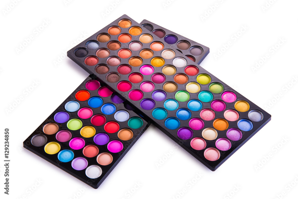Set of colourful shadow for make-up isolated on white Set of colourful shadow for make-up isolated on white