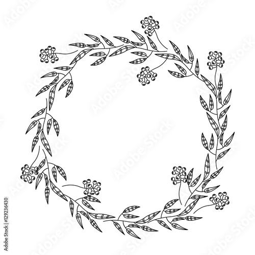 Leaves wreath icon. Plant floral garden decoration and ornament theme. Isolated design. Vector illustration