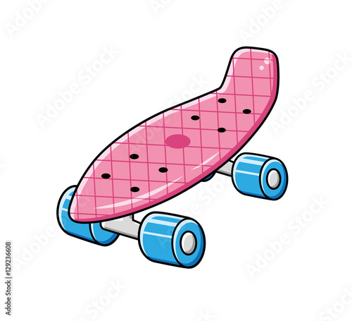 Pink plastic cruiser skate board isolated.
