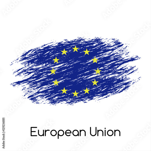 Simple vector European Union flag (EU), grunge flag, vector illustration isolated on white background