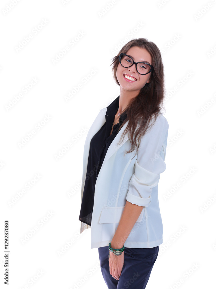 Young woman standing, isolated on white background Young woman standing, isolated on white background