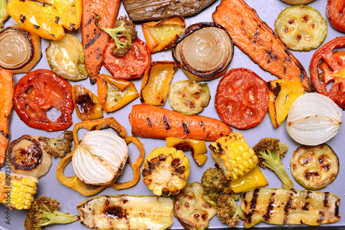 Grilled slices of vegetables, closeup