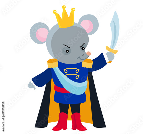 Mouse King from the ballet Nutcracker. Vector illustration isolated on white background.