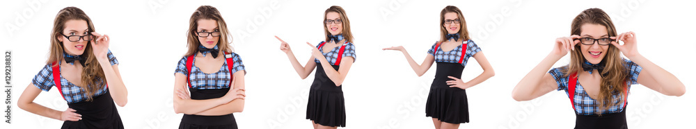 Schoolgirl isolated on the white Schoolgirl isolated on the white