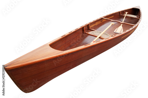 New canoe with paddles isolated on white. Clipping path included.
