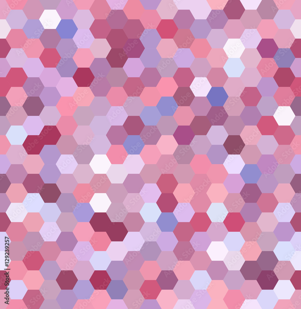 Background made of pink hexagons. Seamless background. Square composition with geometric shapes