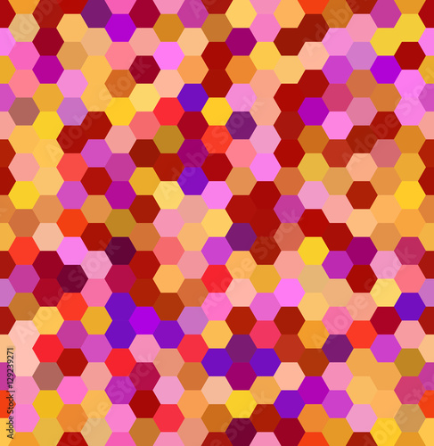 Wallpaper Mural seamless abstract mosaic background. Hexagons geometric background. Design elements. Vector illustration. Pink, purple, red, yellow, orange colors. Torontodigital.ca