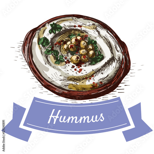 Hummus colorful illustration.