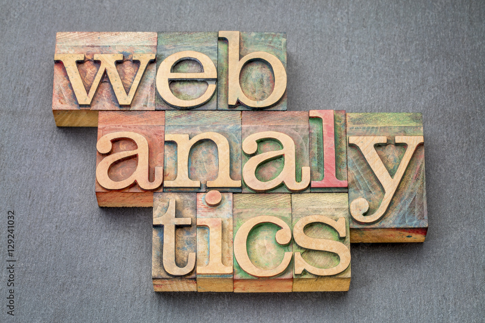 Fototapeta premium web analytics banner in wood type