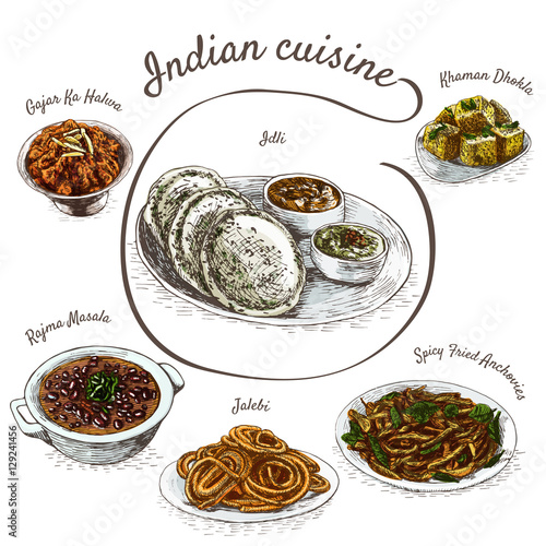 Menu of Indian colorful illustration.