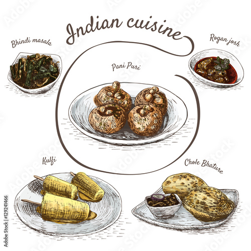 Menu of Indian colorful illustration.