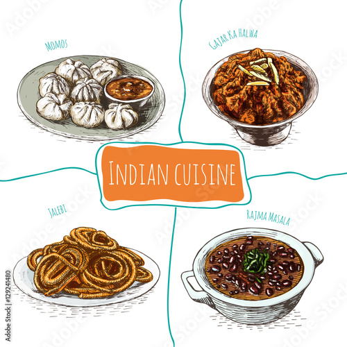 Menu of Indian colorful illustration.