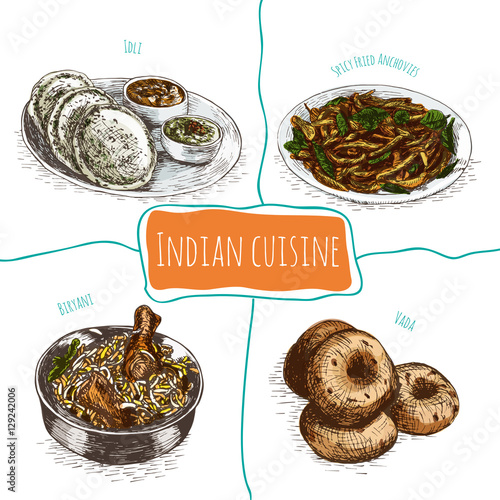 Menu of Indian colorful illustration.