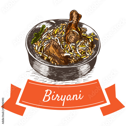 Biryani colorful illustration.