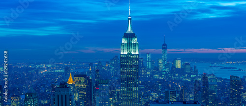 View of New York Manhattan during sunset hours