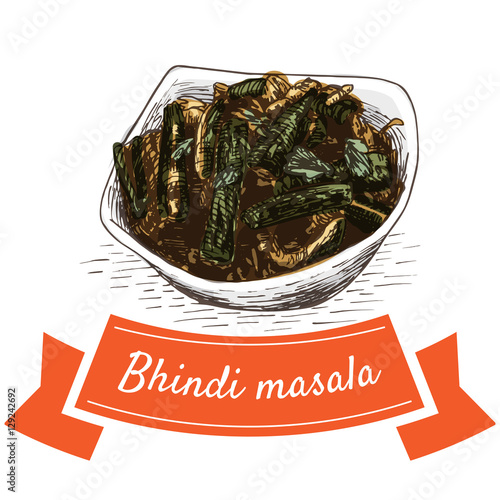 Bhindi masala colorful illustration.