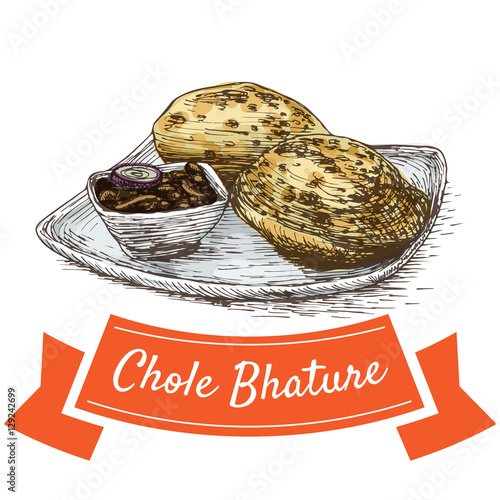 Chole Bhature colorful illustration.