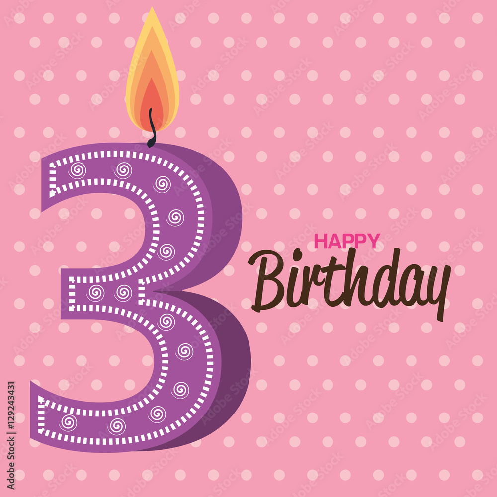 happy birthday candle number character vector illustration design
