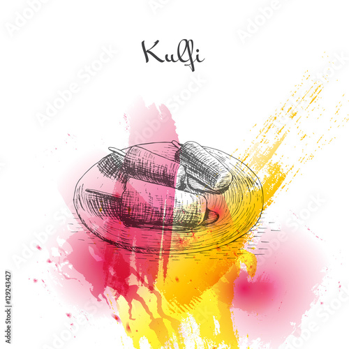 Kulfi watercolor effect illustration.