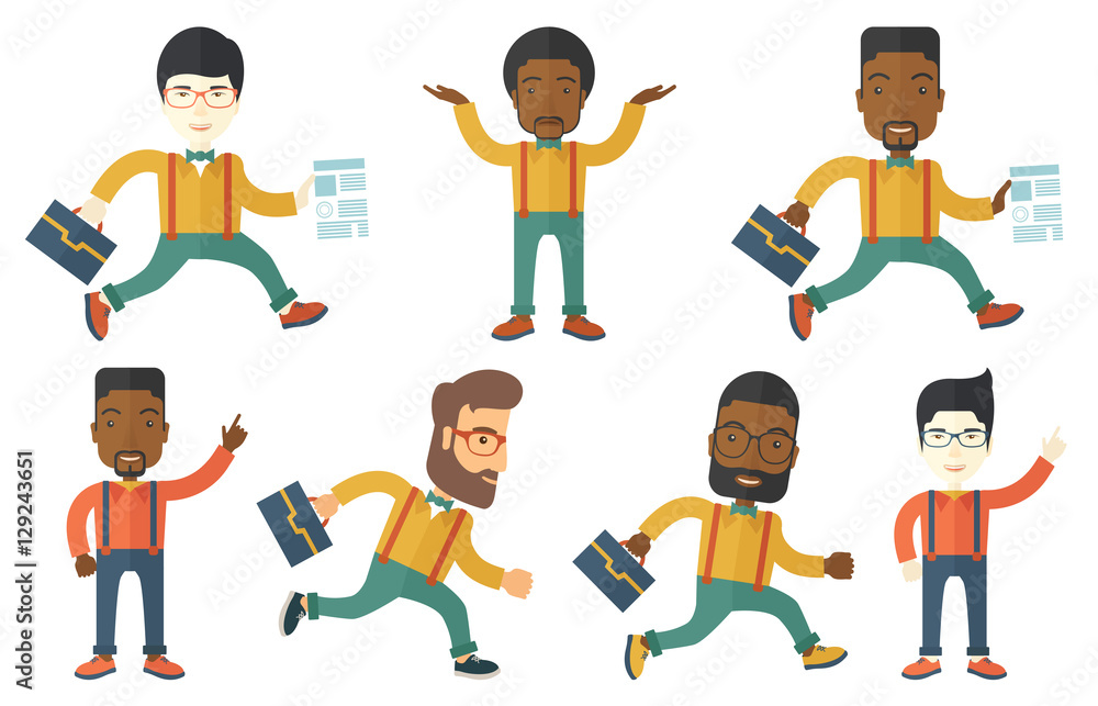 Vector set of illustrations with business people. Vector set of illustrations with business people.