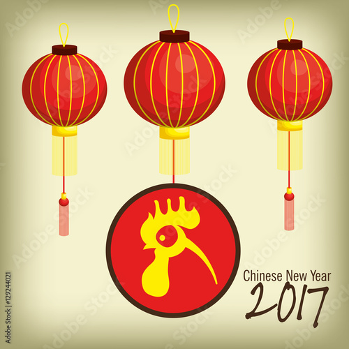 2017 Chinese Year of the Rooster poster Vector illustration