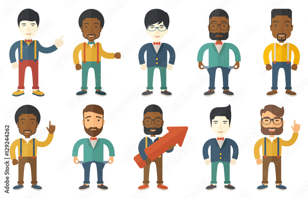 Vector set of illustrations with business people. Vector set of illustrations with business people.