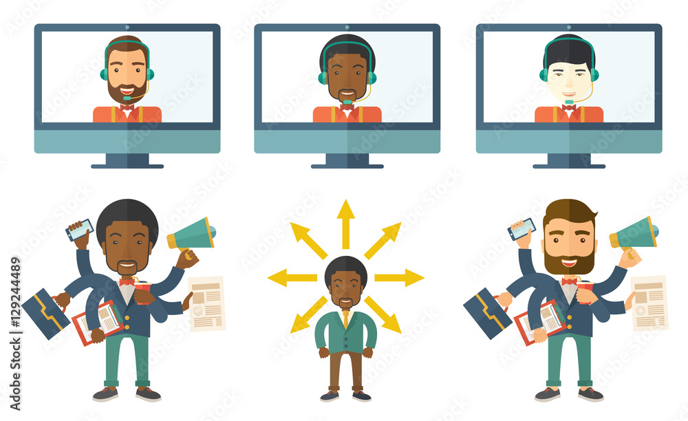 Vector set of illustrations with business people. Vector set of illustrations with business people.