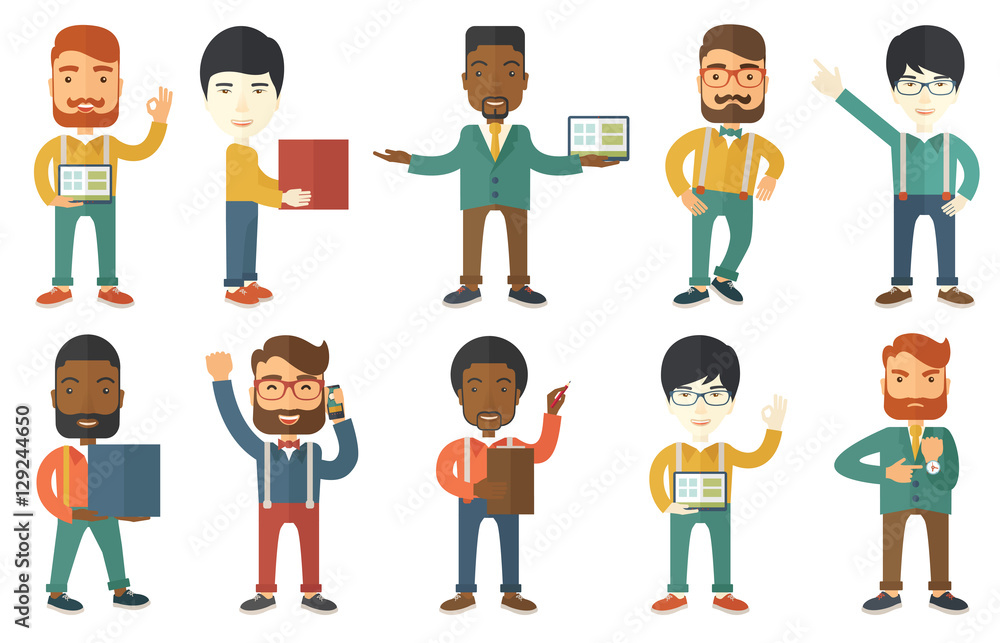 Vector set of illustrations with business people. Vector set of illustrations with business people.