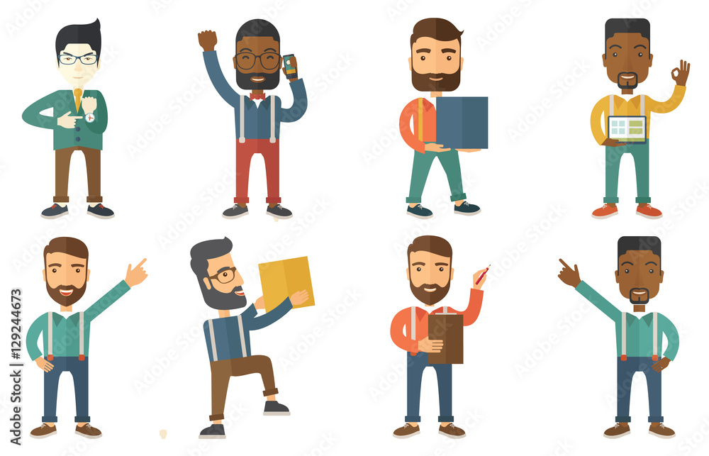 Vector set of illustrations with business people. Vector set of illustrations with business people.