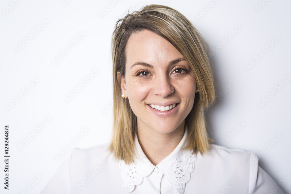Confident beauty. Cheerful mature woman studio