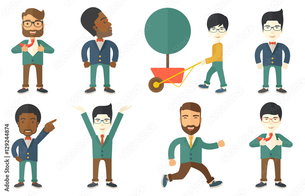 Vector set of illustrations with business people. Vector set of illustrations with business people.