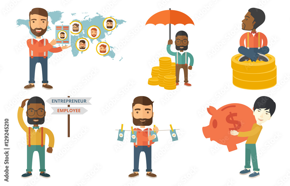 Vector set of illustrations with business people. Vector set of illustrations with business people.