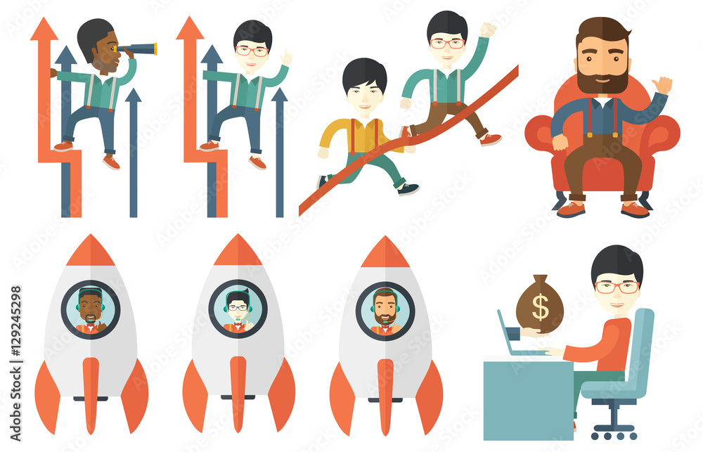 Vector set of illustrations with business people. Vector set of illustrations with business people.