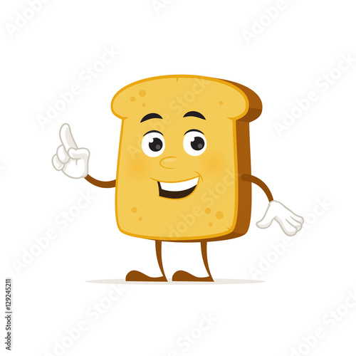 Happy toast bread cartoon mascot vector illustration