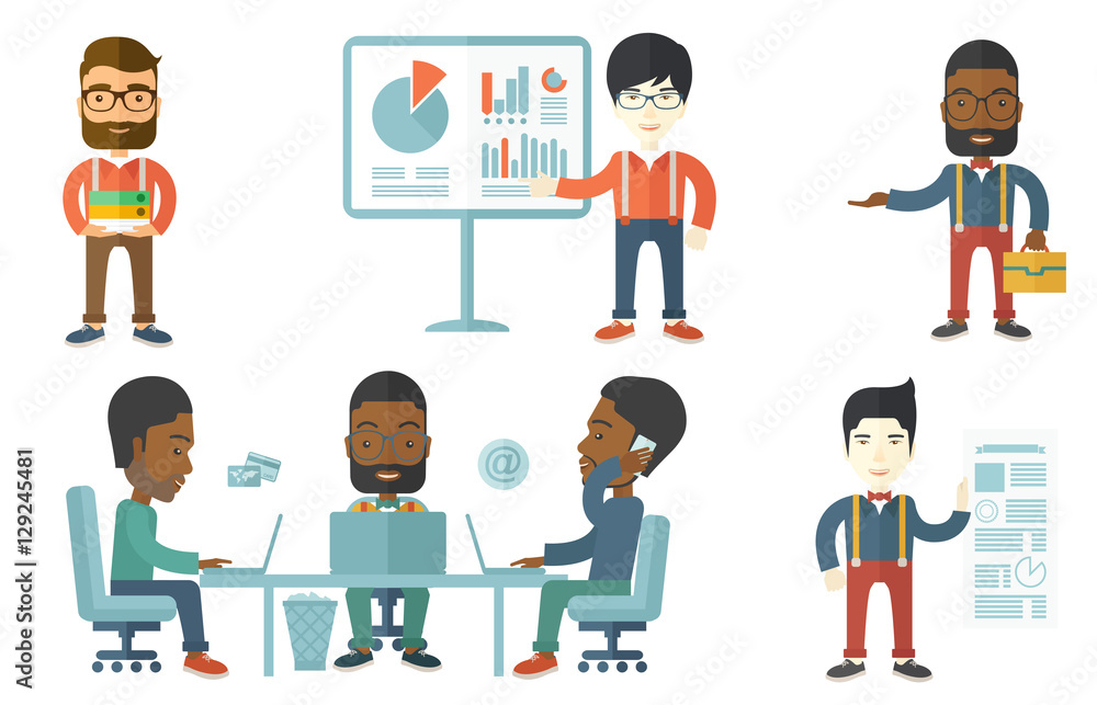 Vector set of illustrations with business people. Vector set of illustrations with business people.