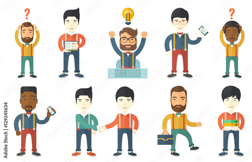 Vector set of illustrations with business people. Vector set of illustrations with business people.