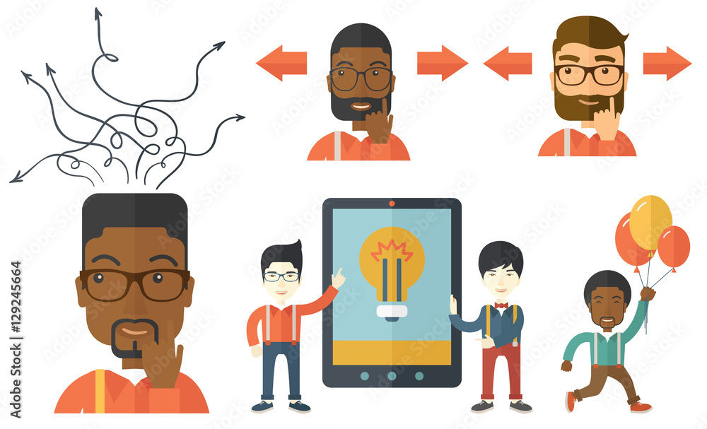 Vector set of illustrations with business people. Vector set of illustrations with business people.