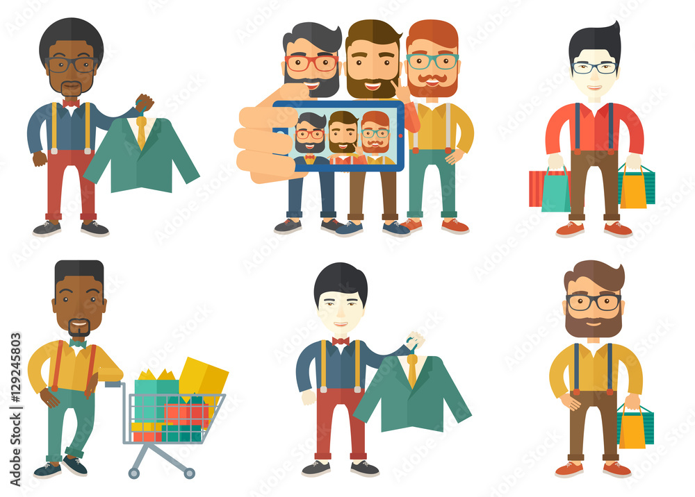 Vector set of shopping people characters. Vector set of shopping people characters.