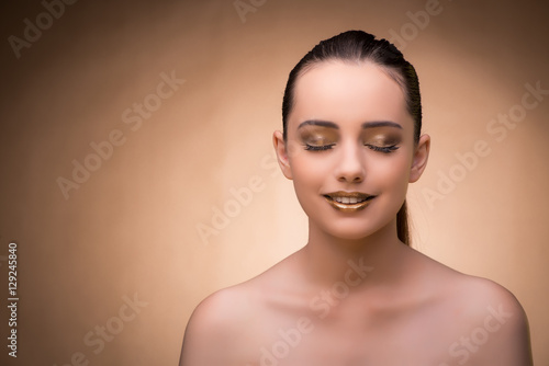 Woman with beautiful make-up against background