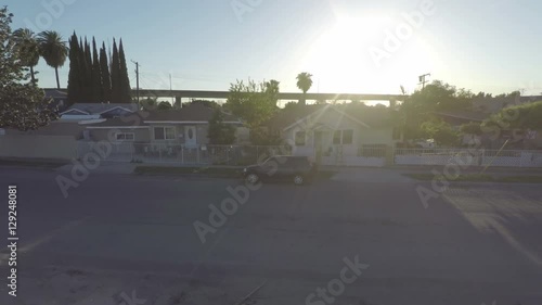 Compton Los Angeles Aerial Metro Train Sunset.mov