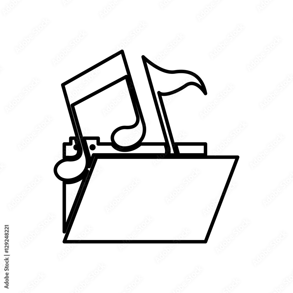 File and music note icon. Folder document data archive and storage theme. Isolated design. Vector illustration File and music note icon. Folder document data archive and storage theme. Isolated design. Vector illustration